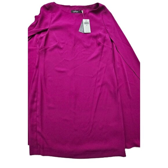 Lauren Ralph Lauren Dresses & Skirts - Lauren Ralph Lauren Cape Georgette Cocktail Dress – Size 10 (NWT) Purple Dawn